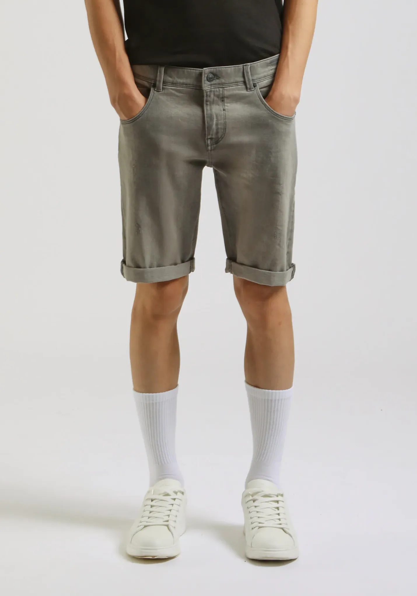 Bermuda di jeans slim fit grigio