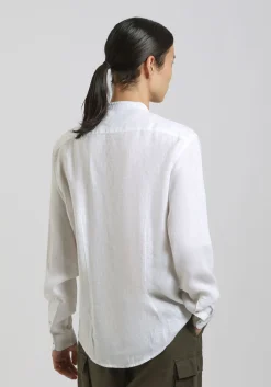 Camicia 100% lino con collo coreano
