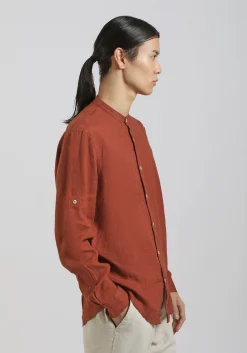 Camicia 100% lino con collo coreano