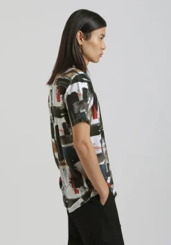 Camicia mezza manica fantasia 100% viscosa