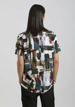 Camicia mezza manica fantasia 100% viscosa