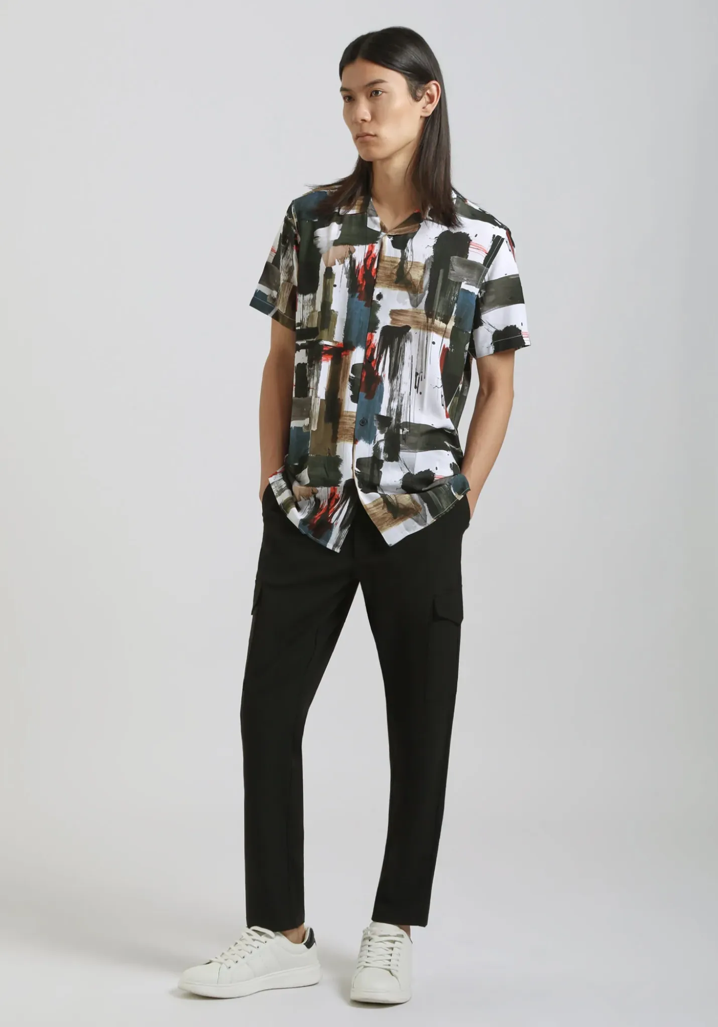 Camicia mezza manica fantasia 100% viscosa