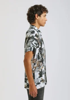 Camicia mezza manica fantasia 100% viscosa