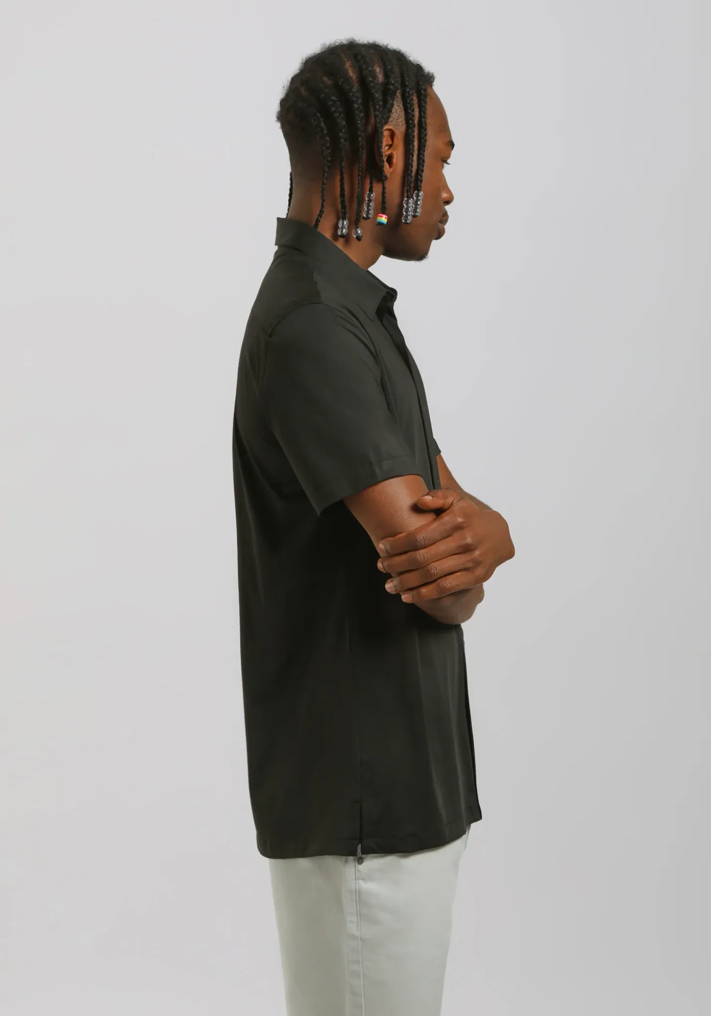 Camicia mezza manica in tessuto elastico
