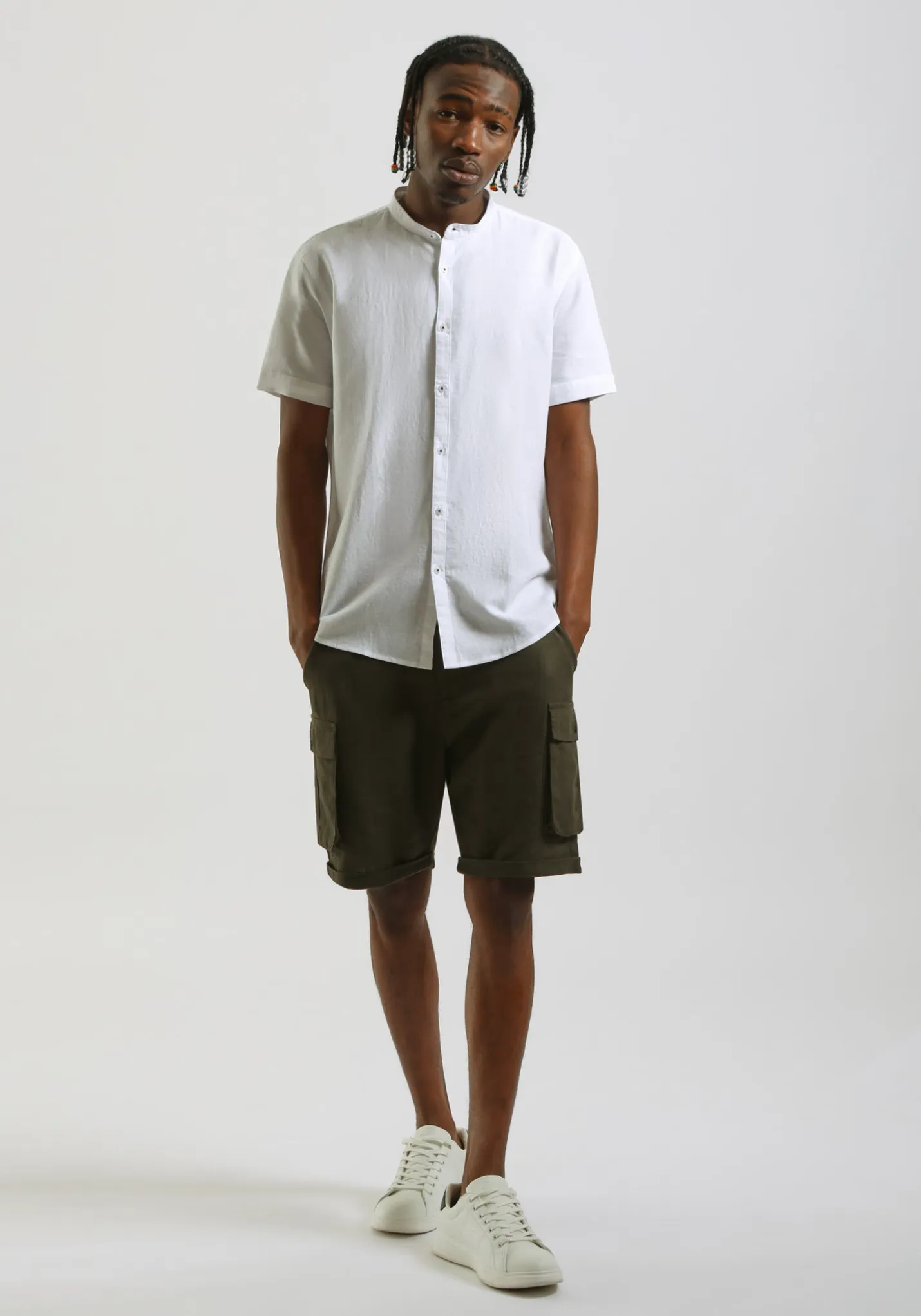Camicia mezza manica misto lino