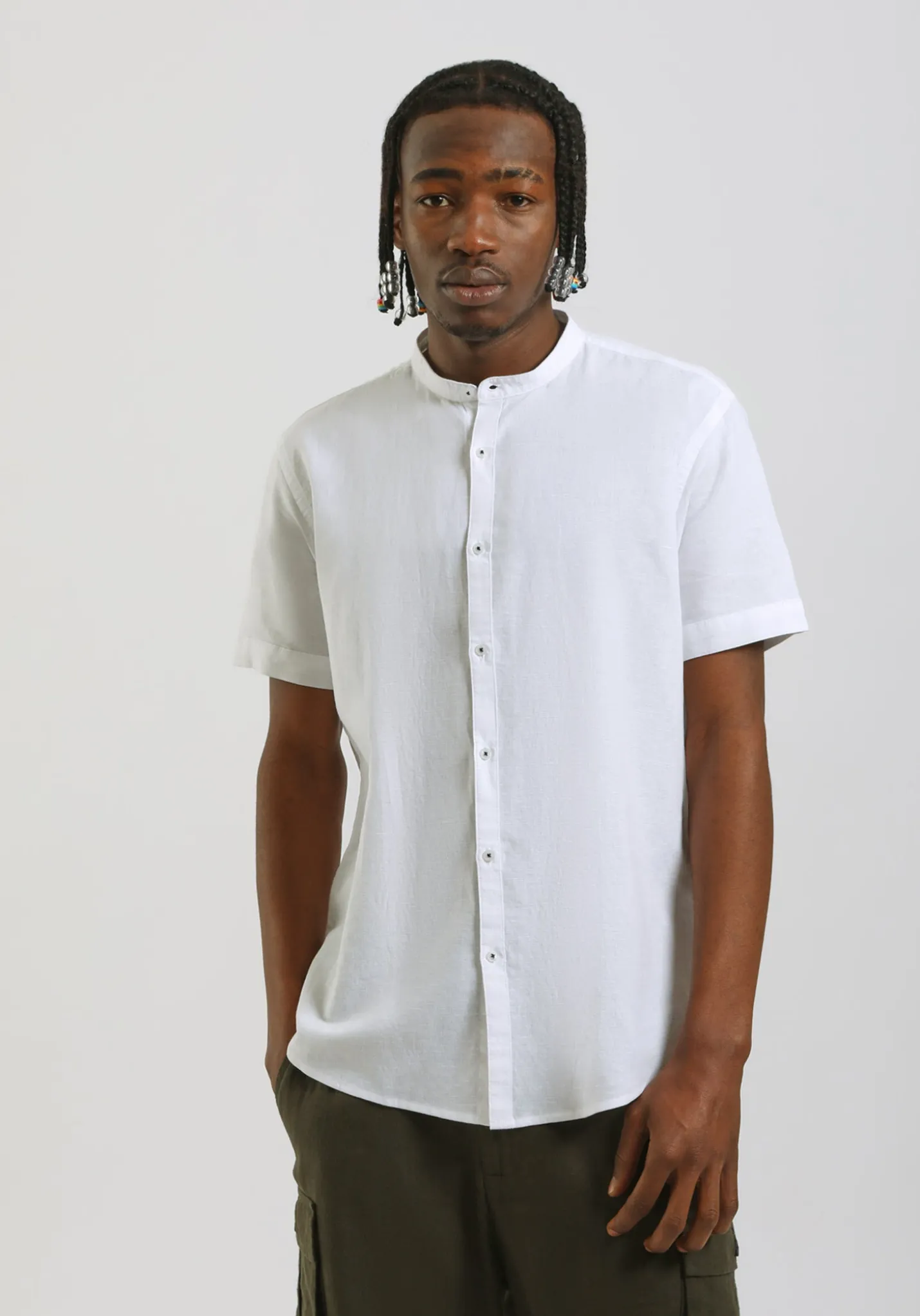 Camicia mezza manica misto lino