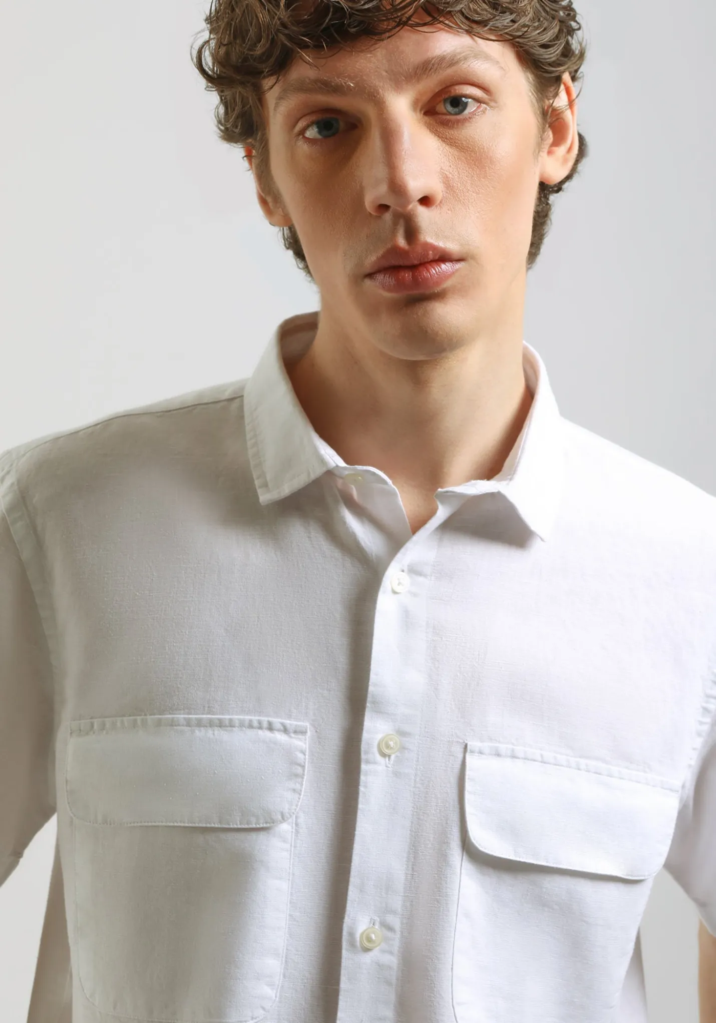 Camicia mezza manica misto lino