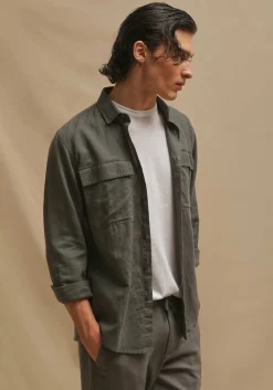 Camicia misto lino con tasconi