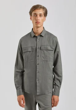 Camicia misto lino con tasconi