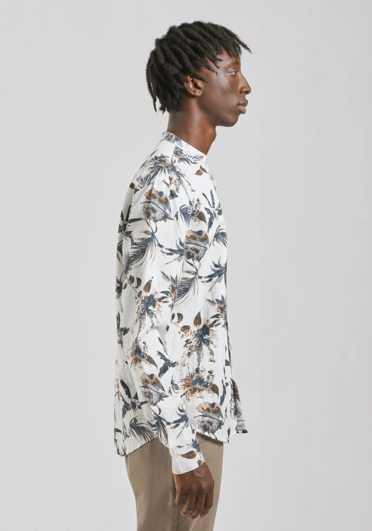 Camicia misto lino fantasia