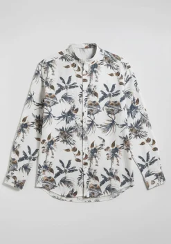 Camicia misto lino fantasia