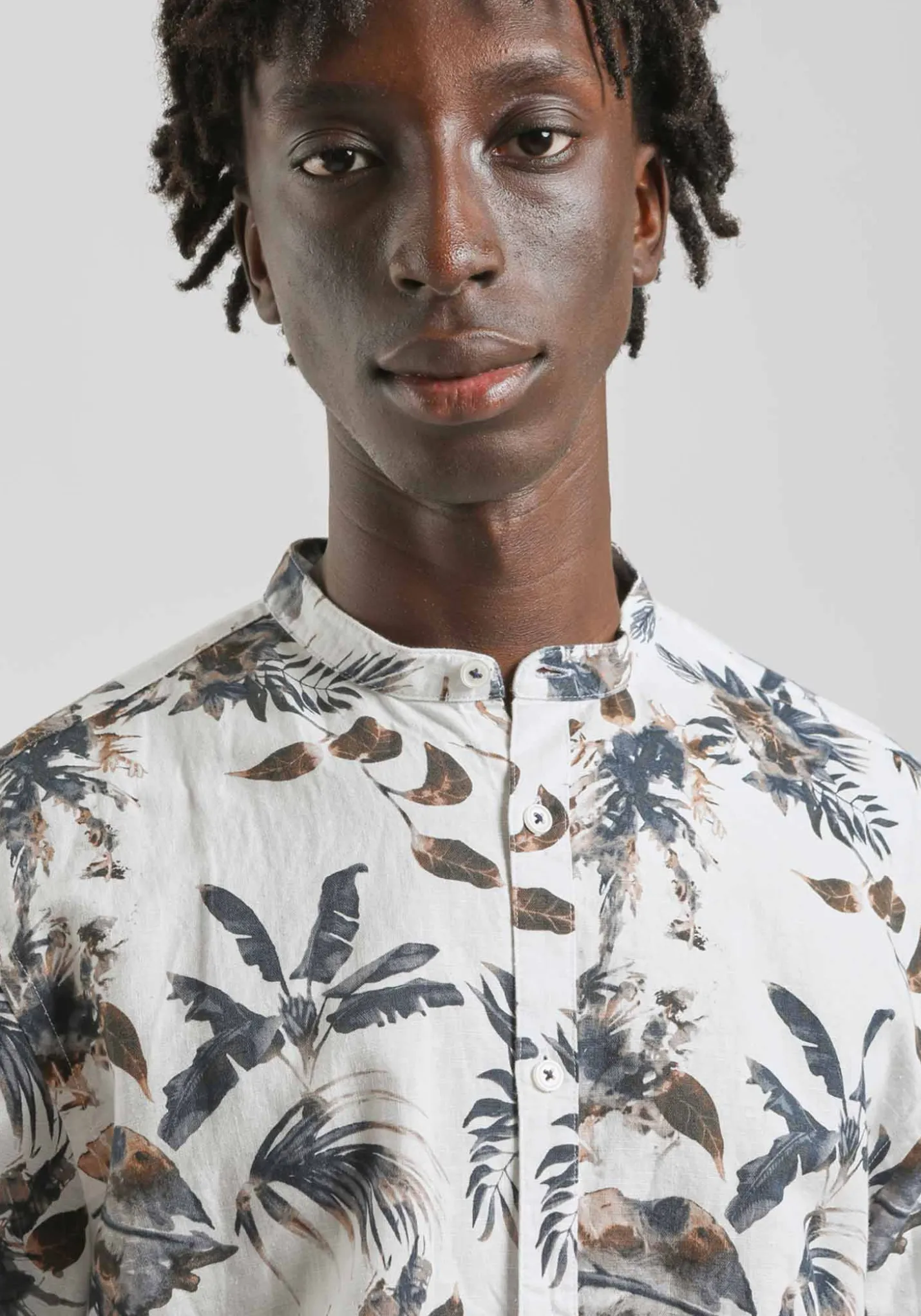 Camicia misto lino fantasia