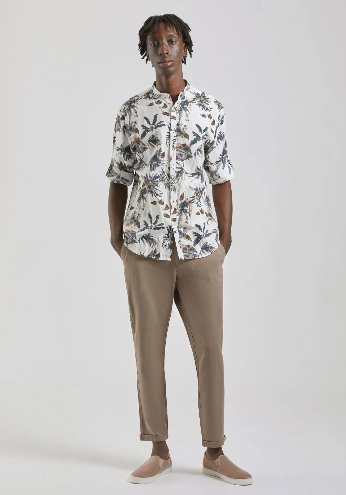 Camicia misto lino fantasia