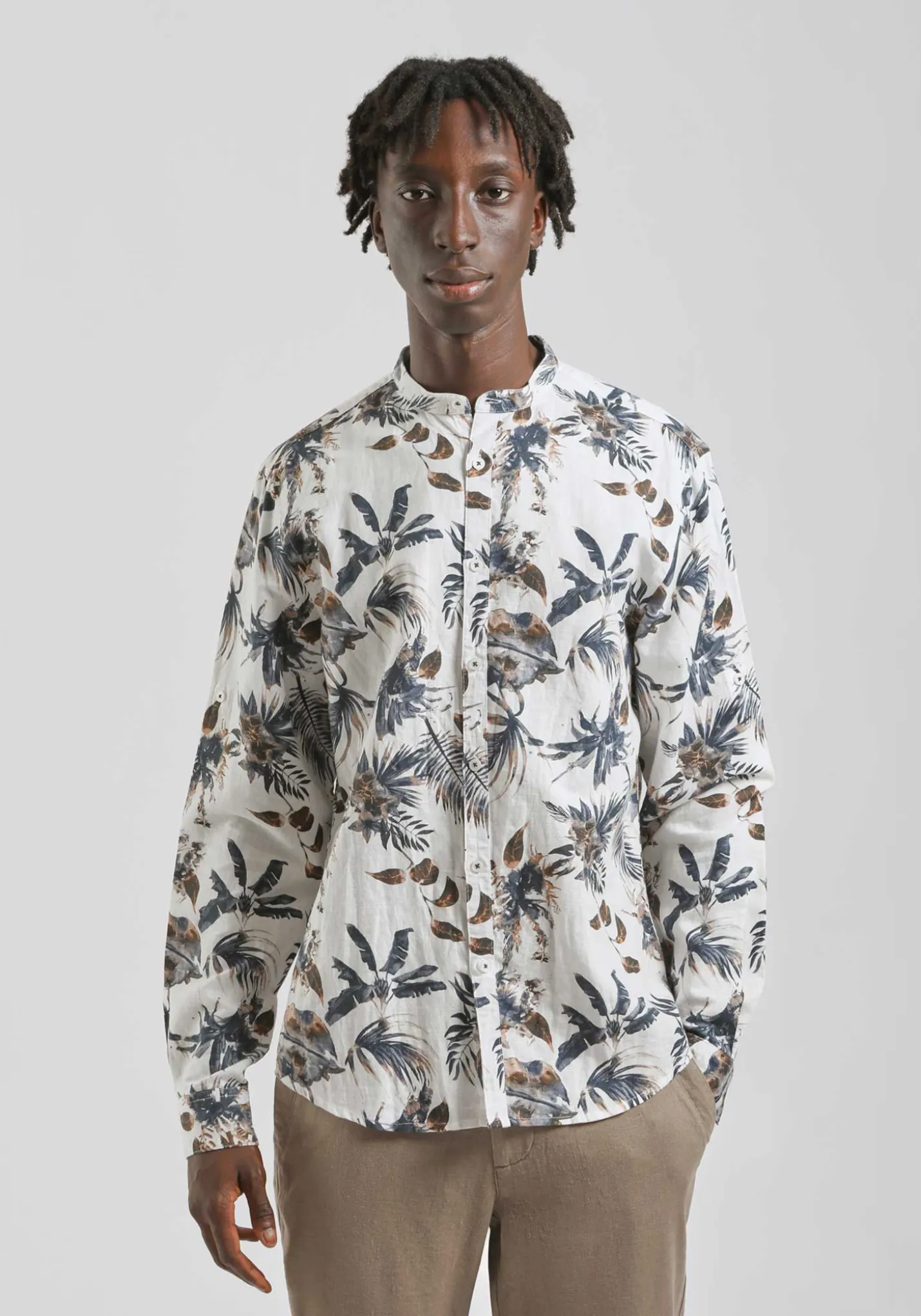 Camicia misto lino fantasia