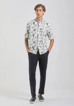 Camicia misto lino fantasia