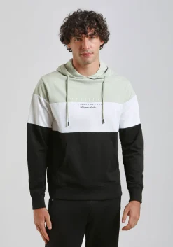 Felpa con cappuccio colorblock