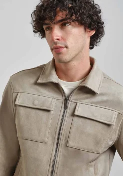 Giacca camicia effetto camoscio