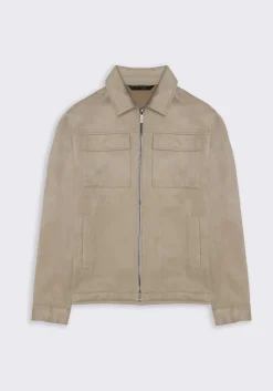 Giacca camicia effetto camoscio