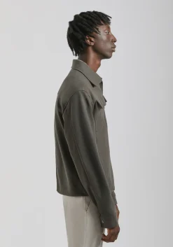 Giacca camicia effetto camoscio