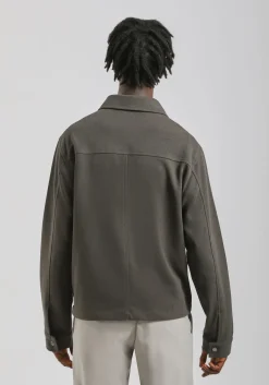 Giacca camicia effetto camoscio