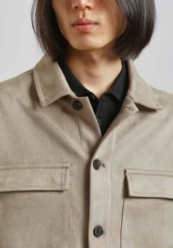 Giacca camicia effetto camoscio