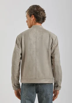 Giubbotto biker effetto camoscio
