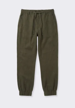 Pantaloni misto lino con elastici alle caviglie