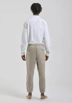 Pantaloni misto lino con elastici alle caviglie