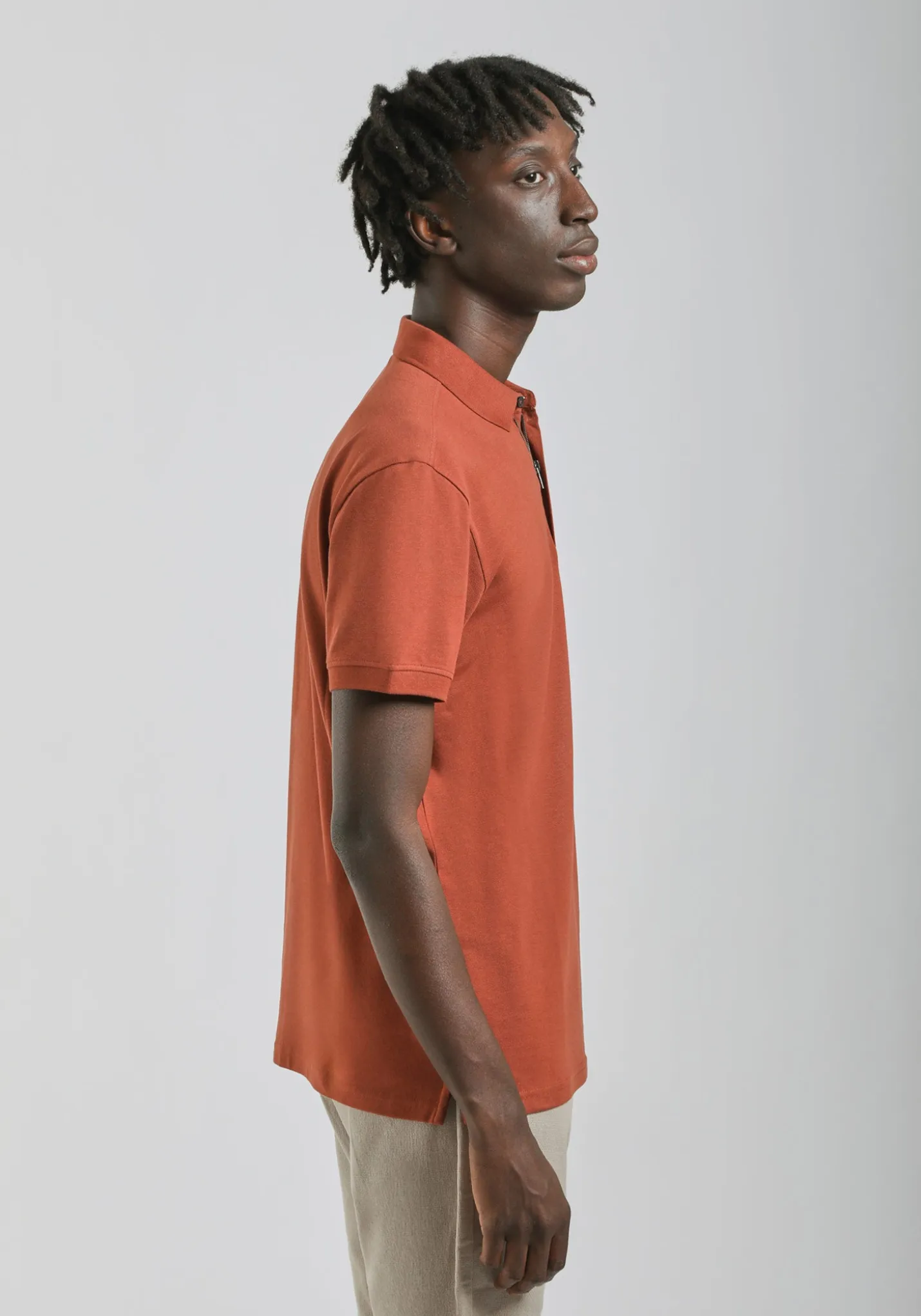 Polo con zip 100% cotone