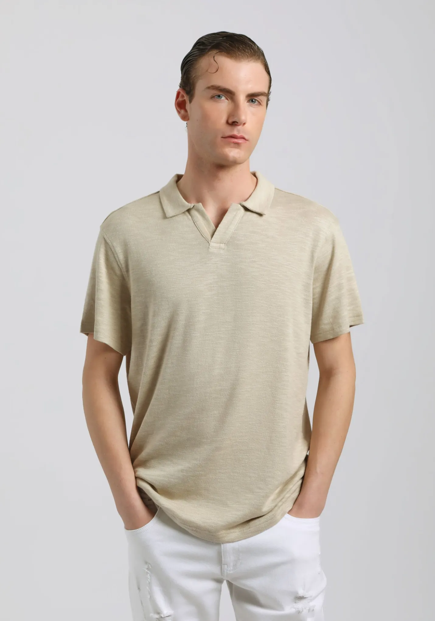 Polo effetto lino