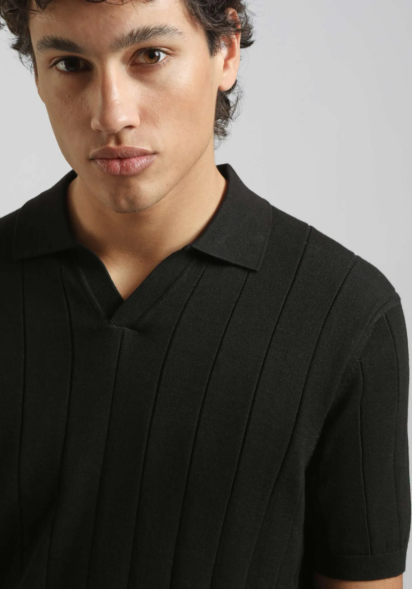 Polo in maglia a coste