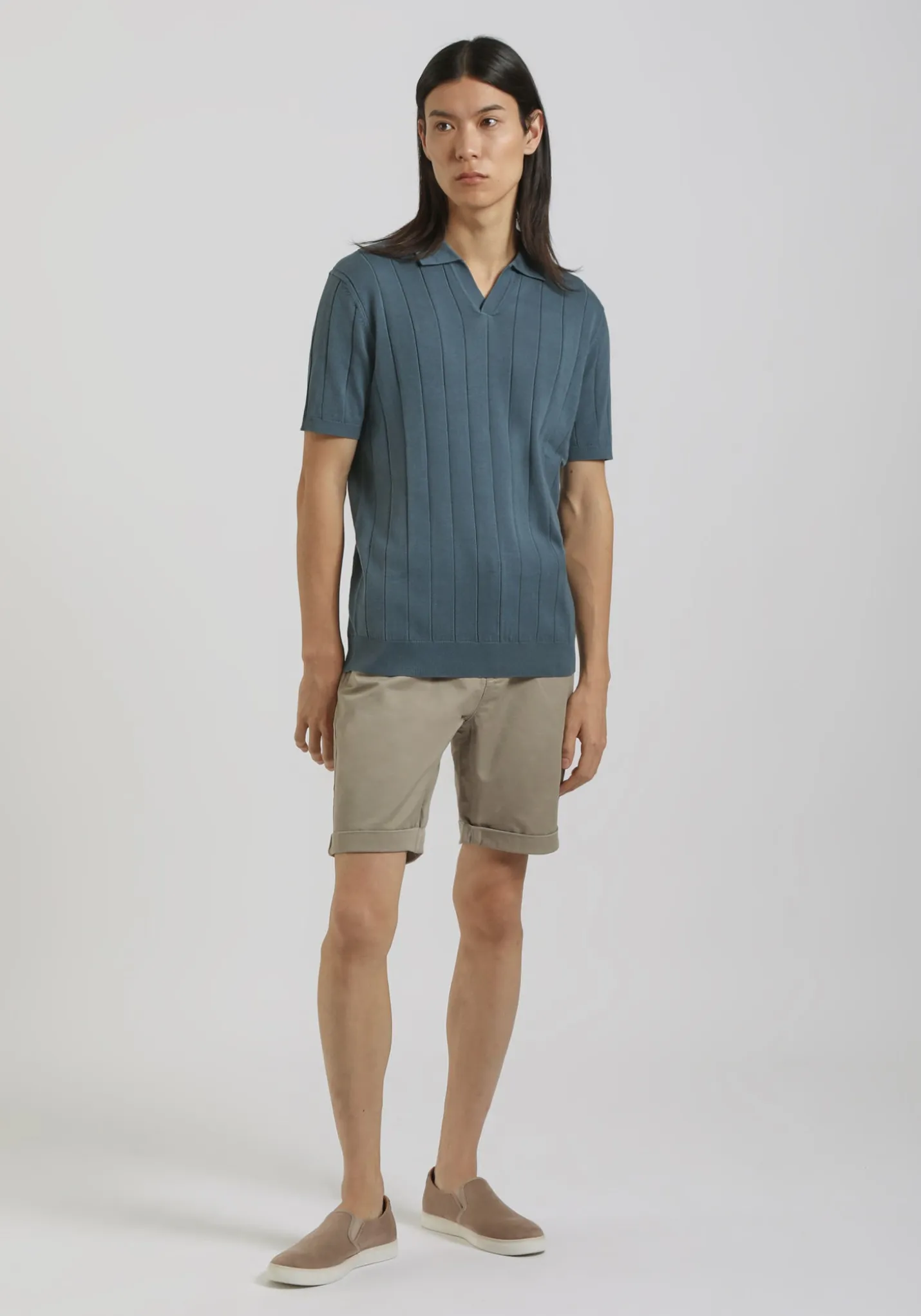 Polo in maglia a coste