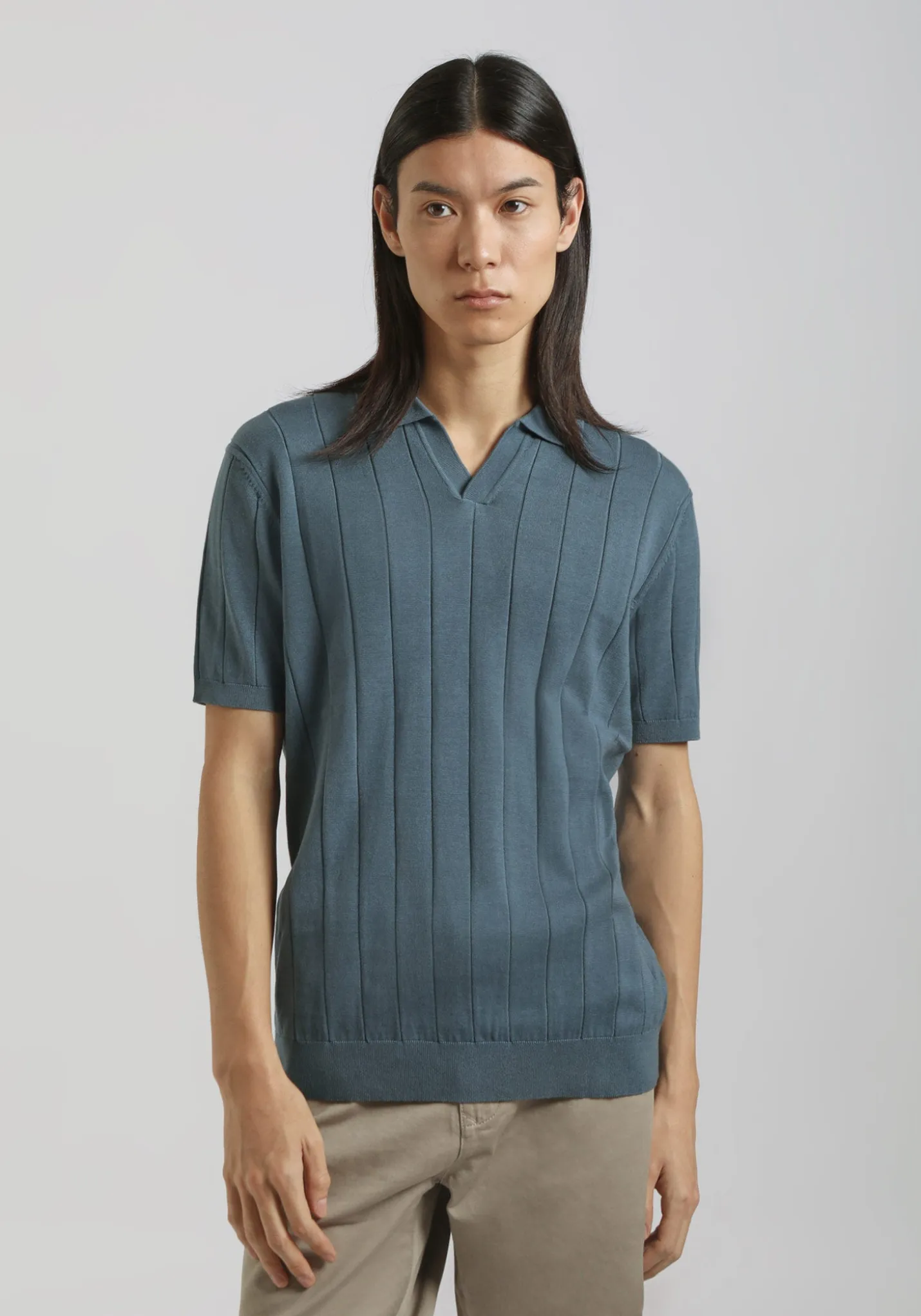 Polo in maglia a coste