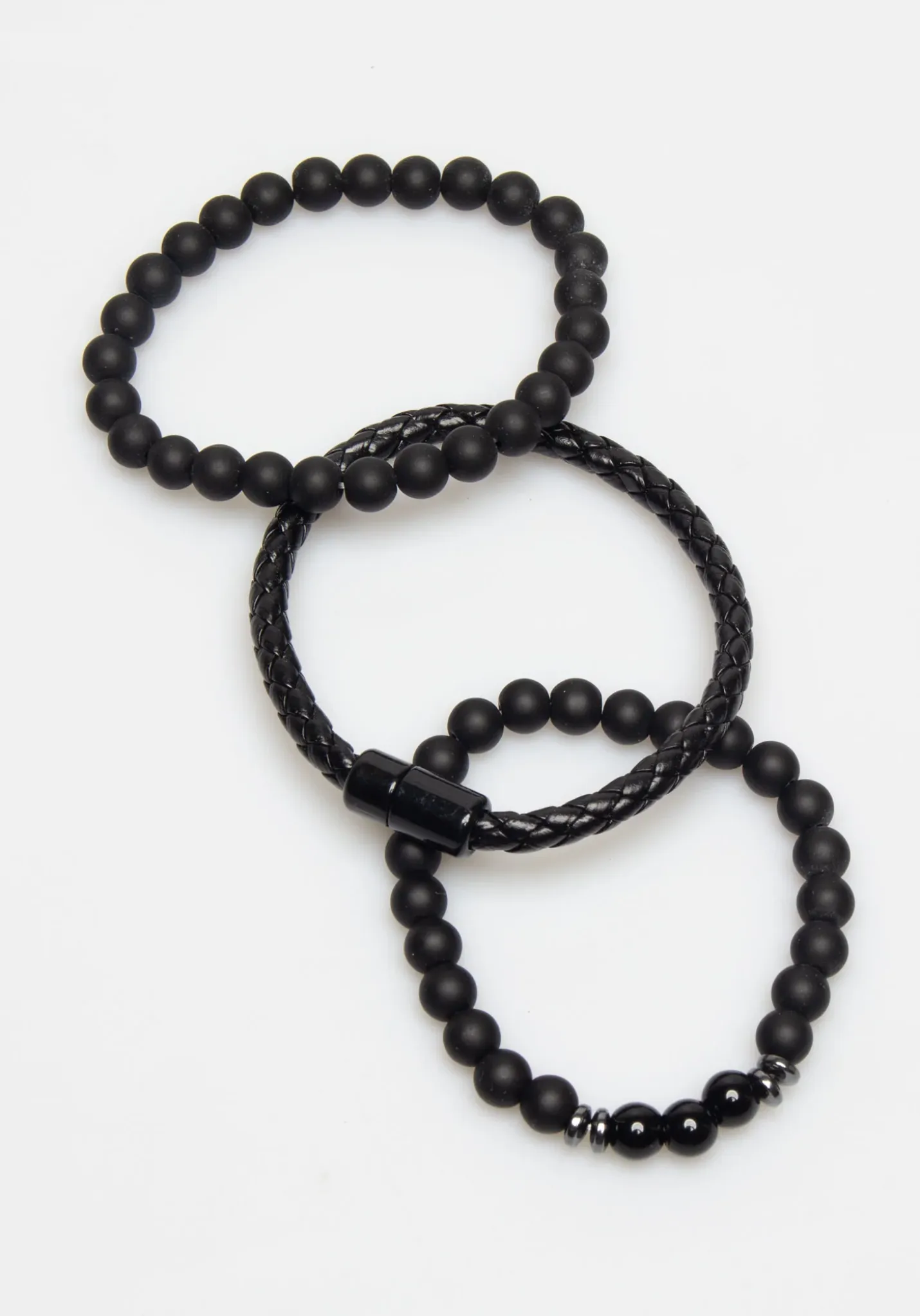 Set di bracciali in pietra e in pelle