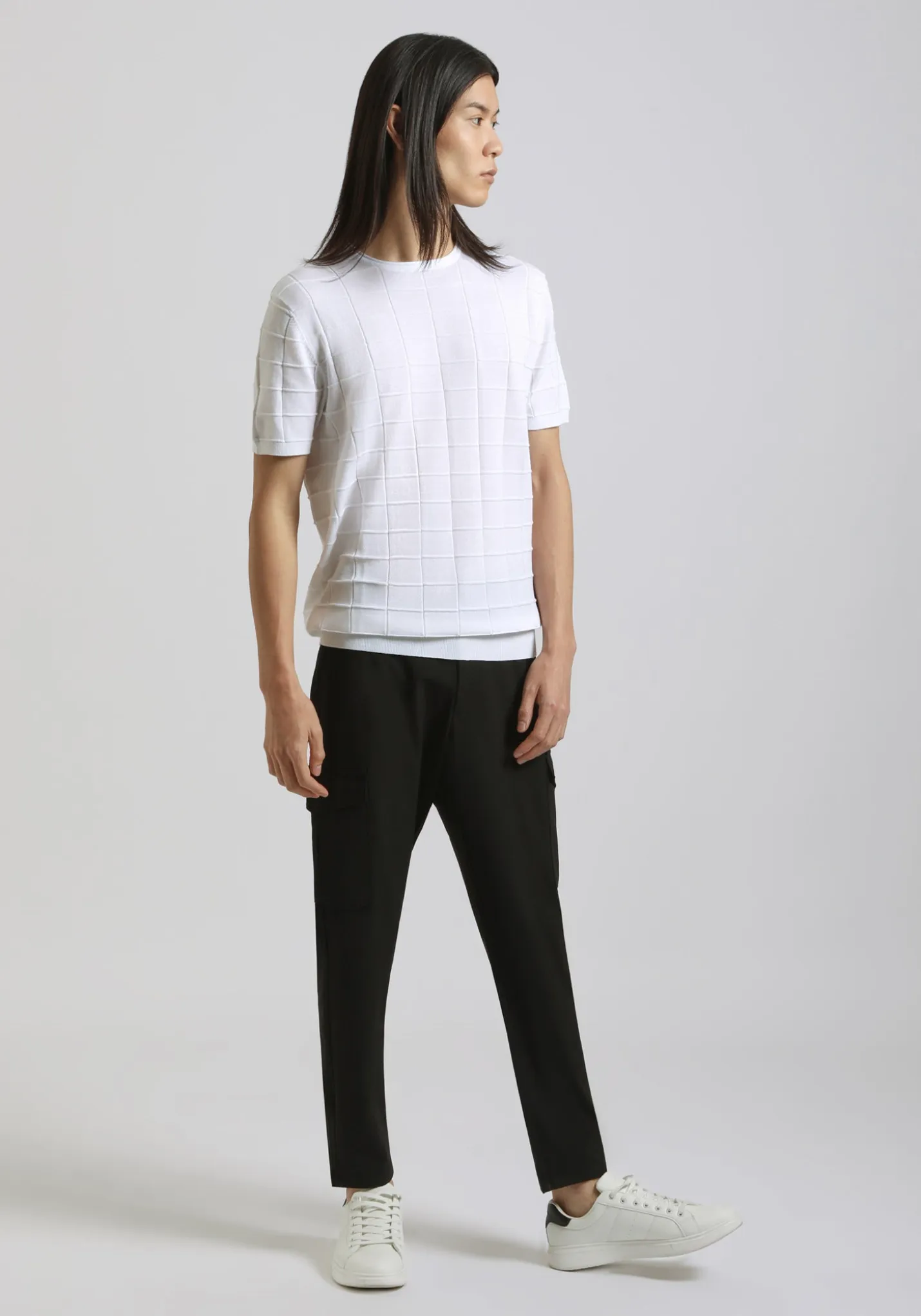 T-shirt in maglia a quadri